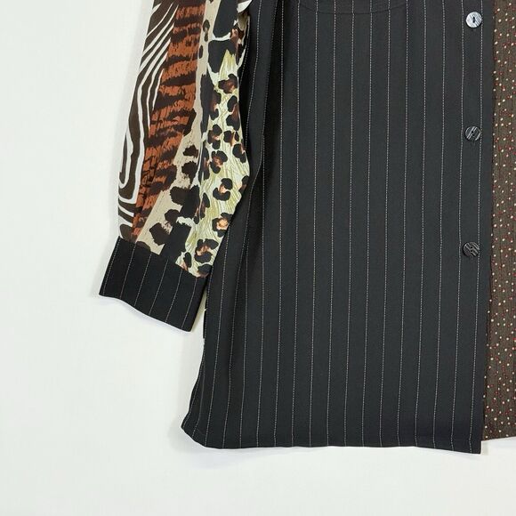 Koos‎ Of Course! Vintage Stripe Animal Print Long Sleeve Shirt Top Women's Small - Picture 4 of 8